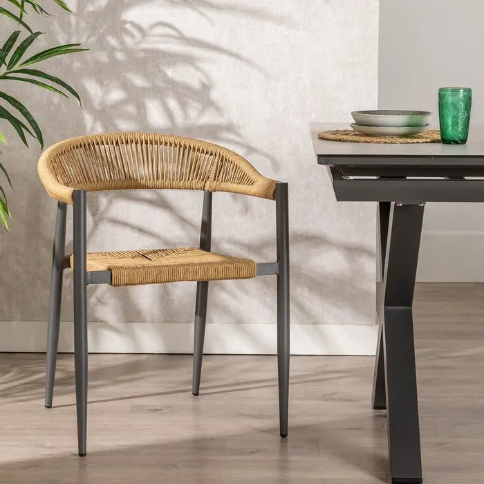 Silla trenzada en aluminio con reposabrazos apto exterior tienda online Jameos Estudio