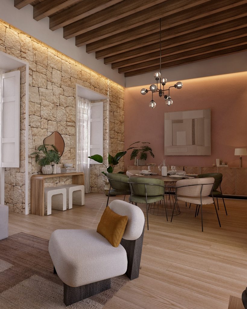 Proyecto de diseño de interiores y decoración. Asesoramiento decorativo Casa EK en Guía Gran Canaria. Renovación de salón en Gran Canaria.