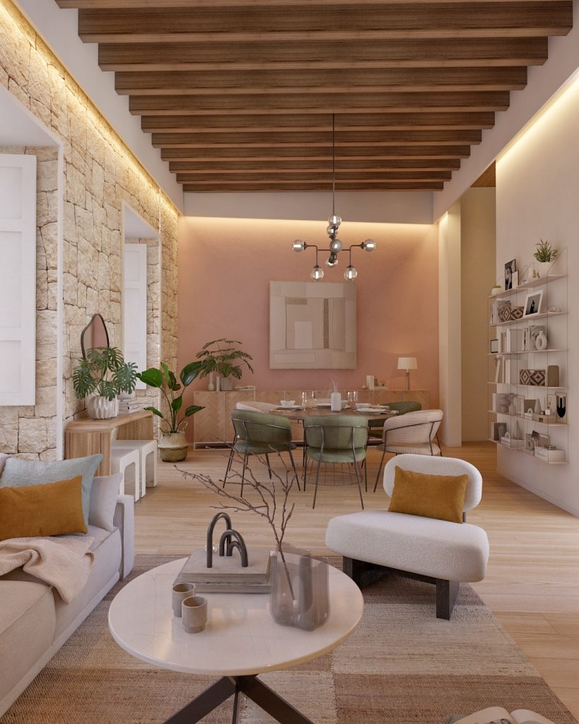 Proyecto de diseño de interiores y decoración. Asesoramiento decorativo Casa EK en Guía Gran Canaria. Renovación de salón en Gran Canaria.