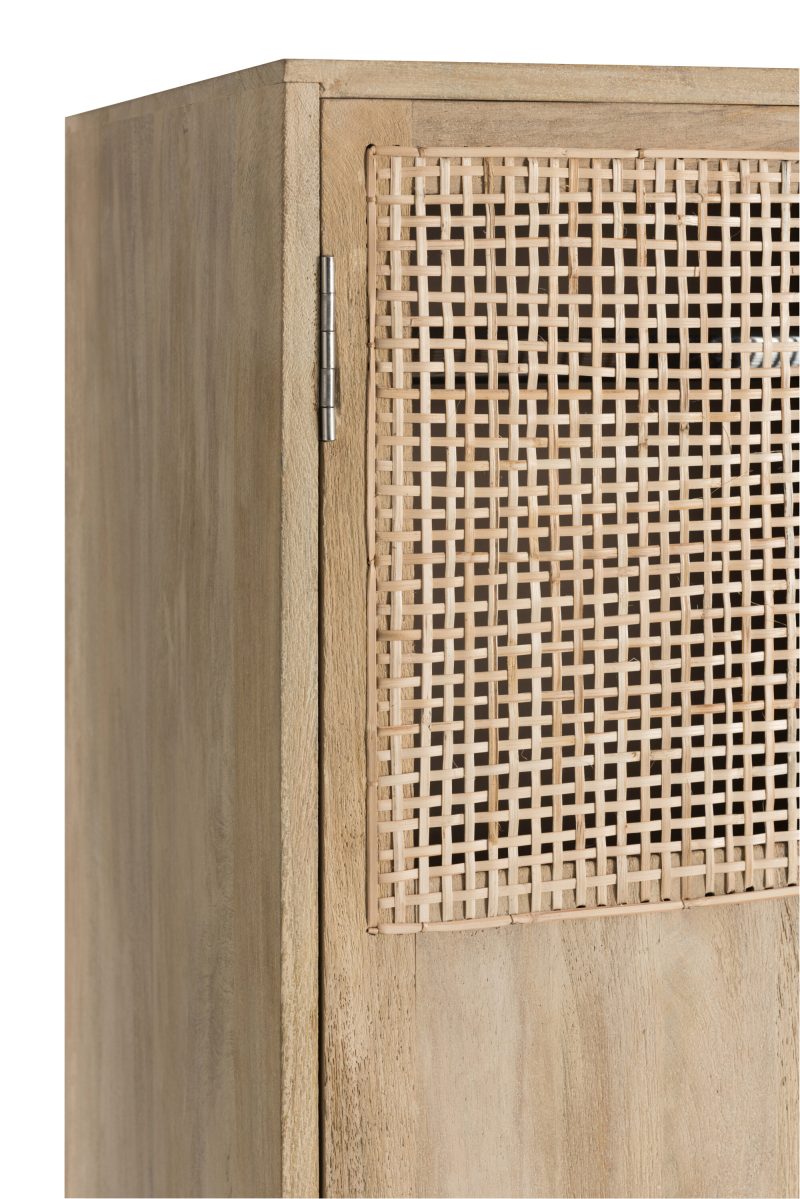 Armario 3 Puertas + 4 Cajones Ratan Tejido Madera De Mango Natural tienda Jameos Estudio