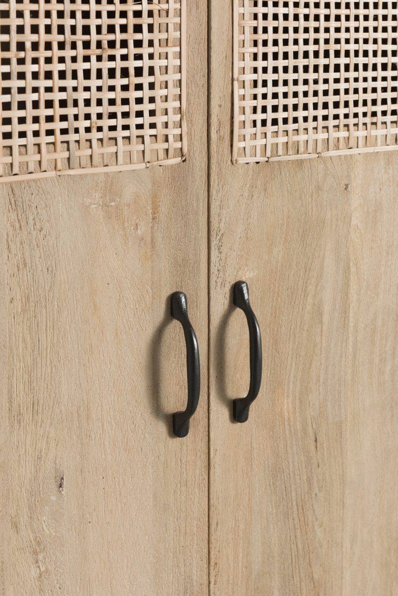 Armario 3 Puertas + 4 Cajones Ratan Tejido Madera De Mango Natural tienda Jameos Estudio