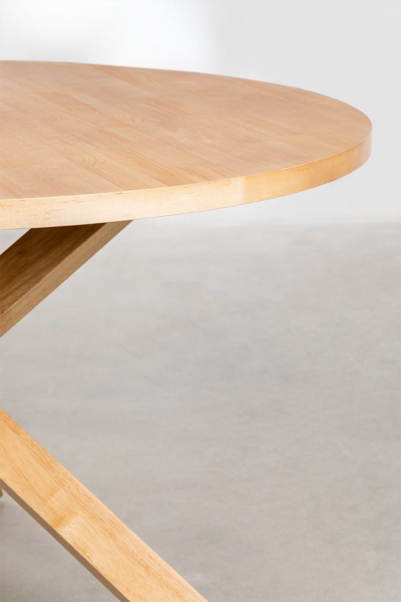 Mesa de Comedor Redonda en MDF y Madera (Ø120 cm) Robin Madera Clara