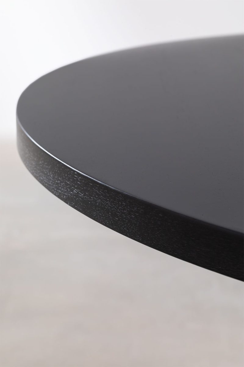 Mesa de Comedor Redonda en MDF y Madera (Ø120 cm) Robin Negro