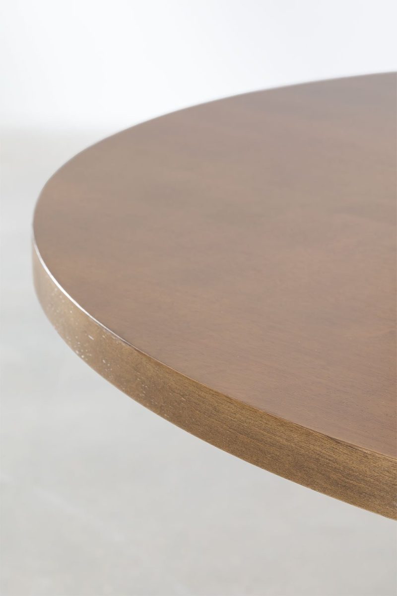 Mesa de Comedor Redonda en MDF y Madera (Ø120 cm) Robin Madera Oscura