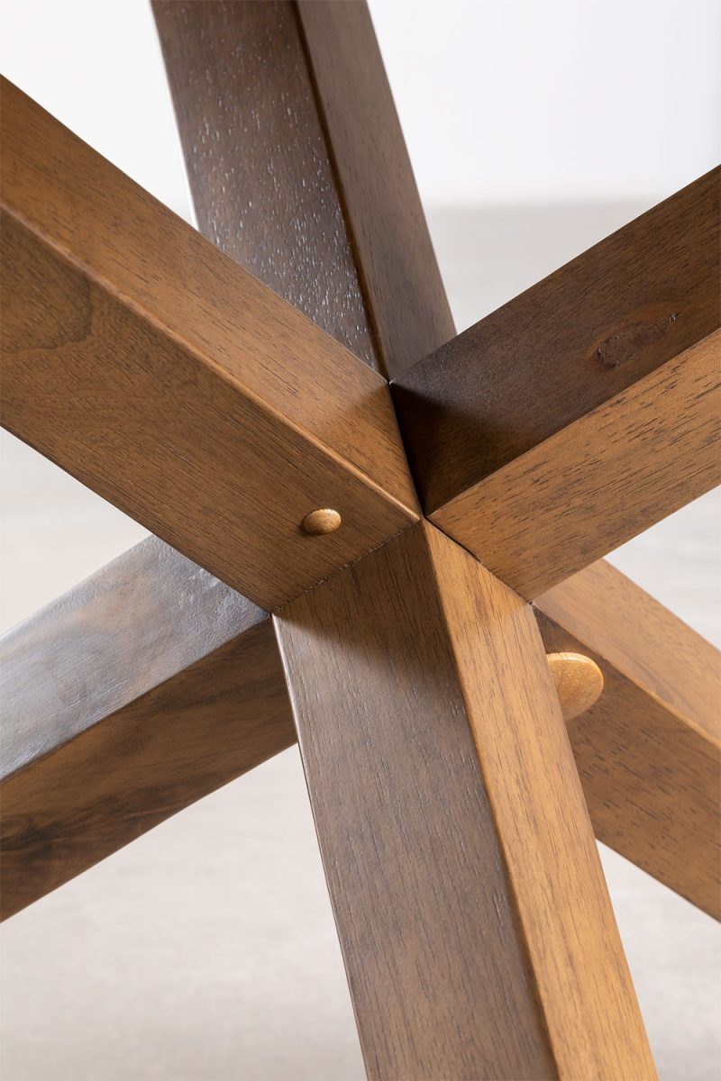 Mesa de Comedor Redonda en MDF y Madera (Ø120 cm) Robin Madera Oscura