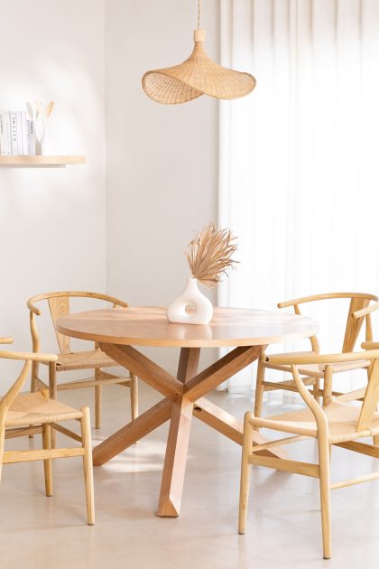 Mesa de Comedor Redonda en MDF y Madera (Ø120 cm) Robin