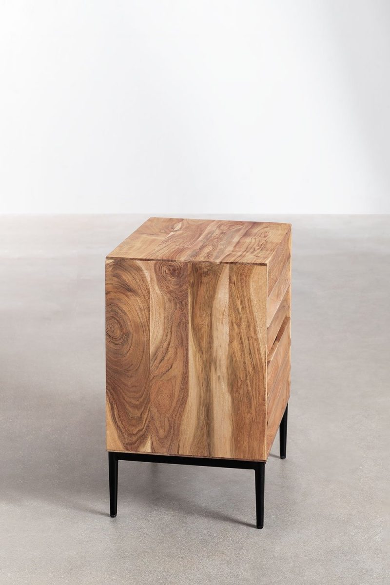 Eleva tu dormitorio con la Mesita de Noche en Madera de Acacia. Estilo industrial, durabilidad, y funcionalidad en 61x45x35 cm. ¡Descúbrelo hoy!