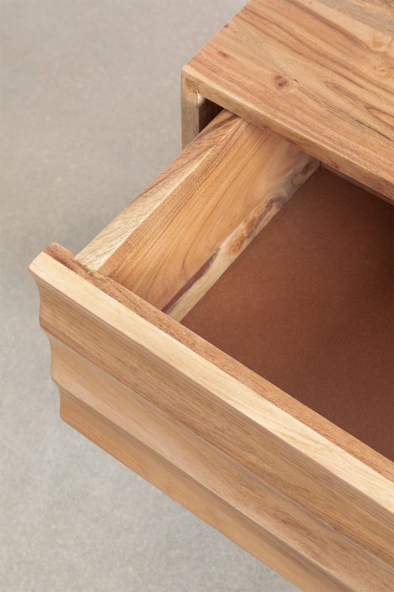 Eleva tu dormitorio con la Mesita de Noche en Madera de Acacia. Estilo industrial, durabilidad, y funcionalidad en 61x45x35 cm. ¡Descúbrelo hoy!