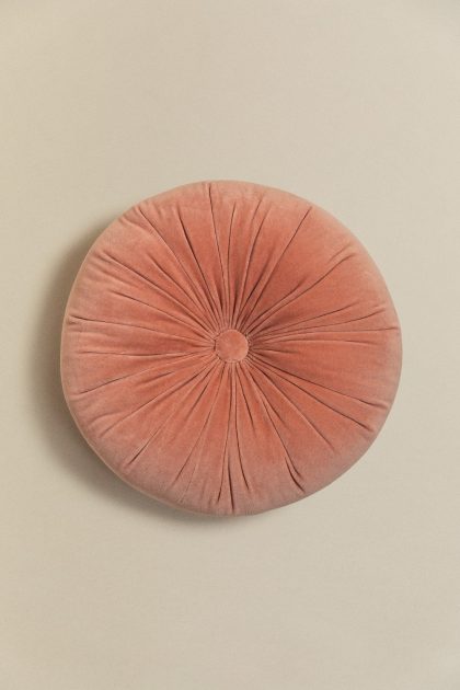 Cojín Redondo en Terciopelo (Ø38 cm) Bubble Color Rosa