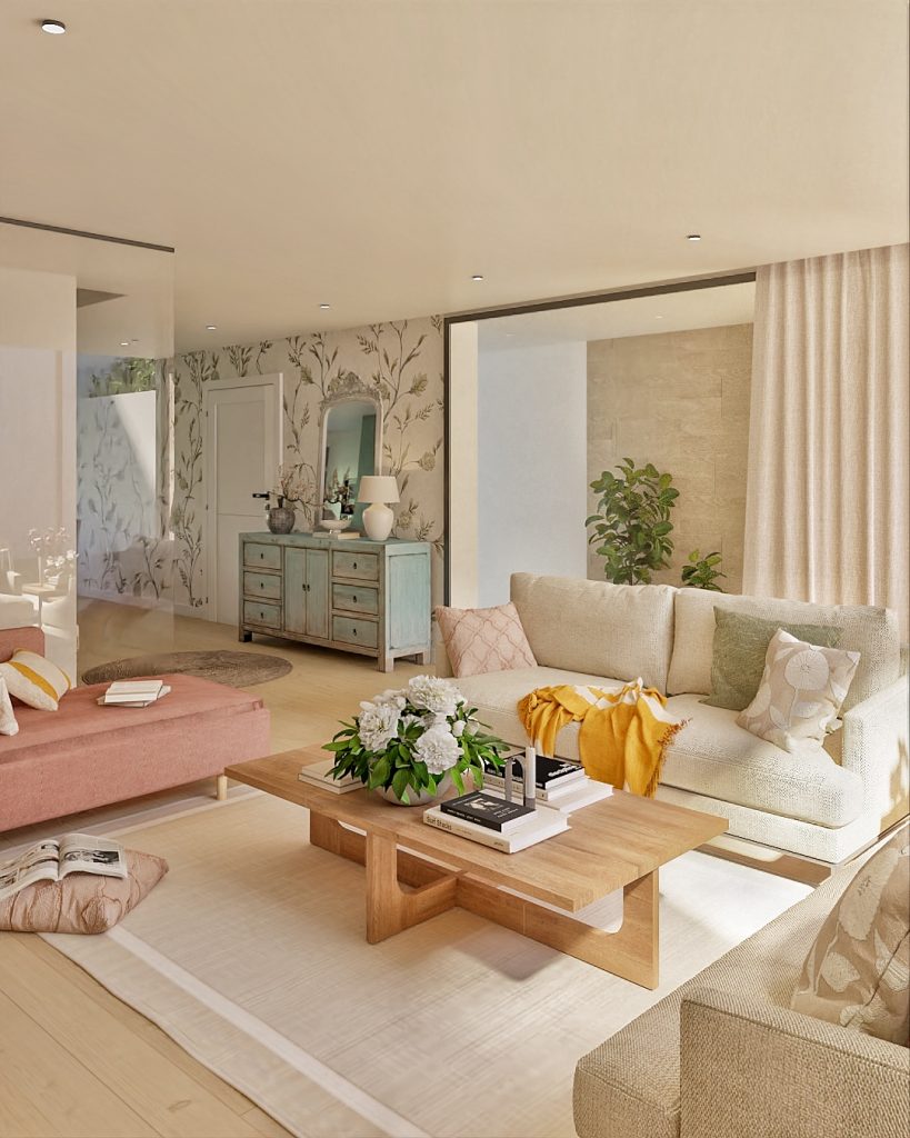 Proyecto de diseño de interiores y decoración. Asesoramiento decorativo Casa 5+1 en Guía Gran Canaria.