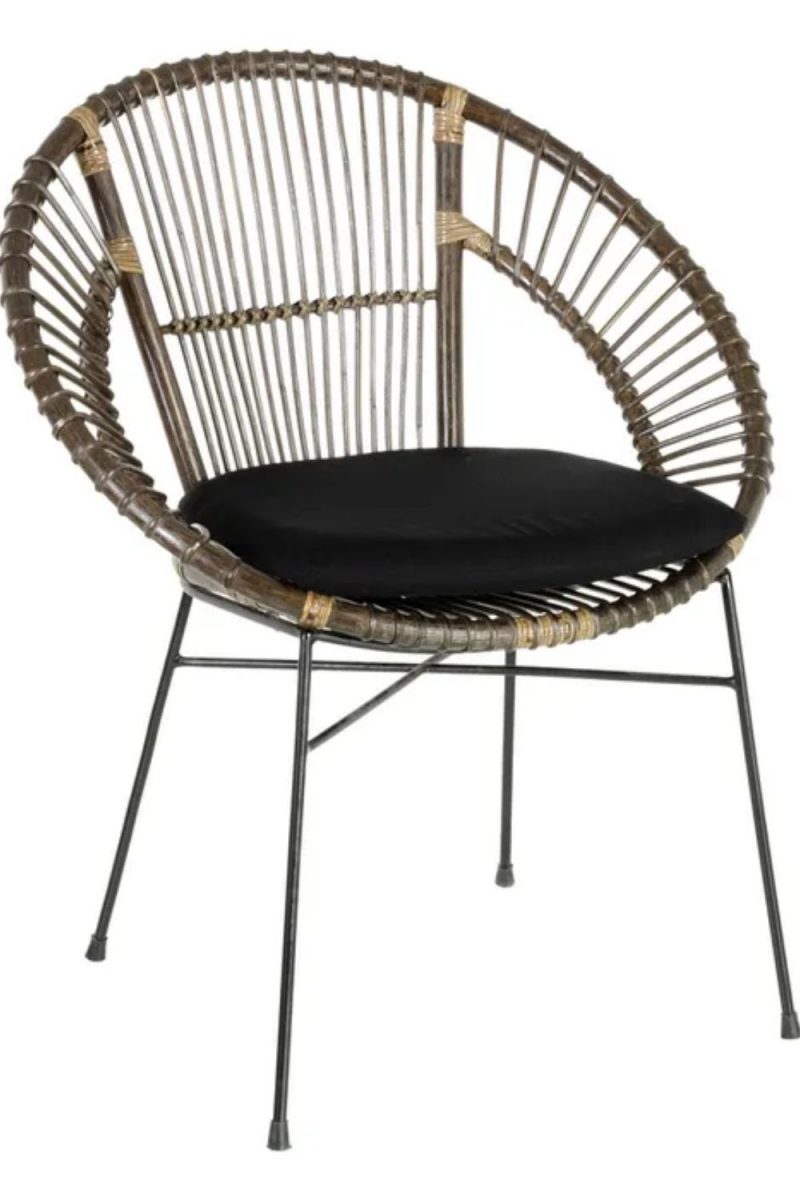 Silla de Ratán y Metal Gris-Negro - Imagen 5