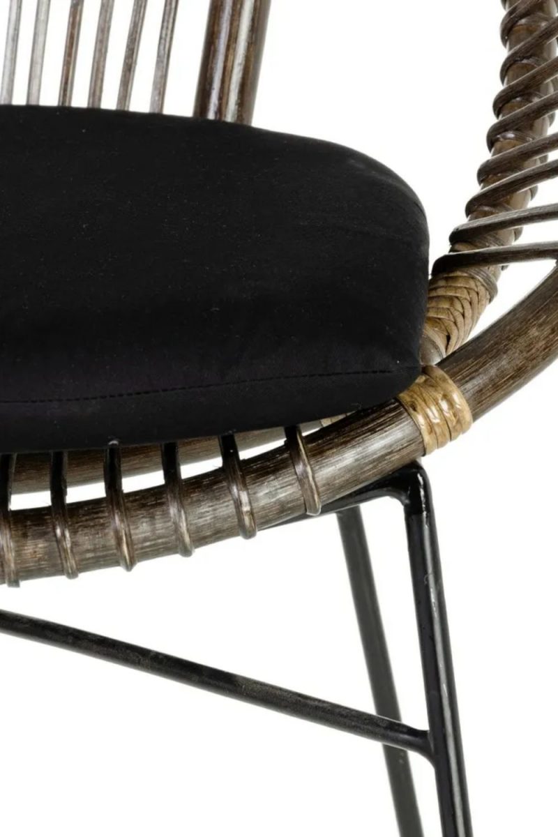 Silla de Ratán y Metal Gris-Negro - Imagen 2