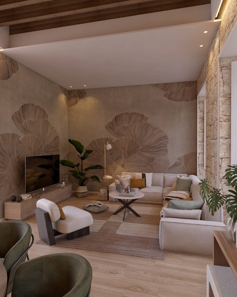 Proyecto de diseño de interiores y decoración. Asesoramiento decorativo Casa EK en Guía Gran Canaria. Renovación de salón en Gran Canaria.