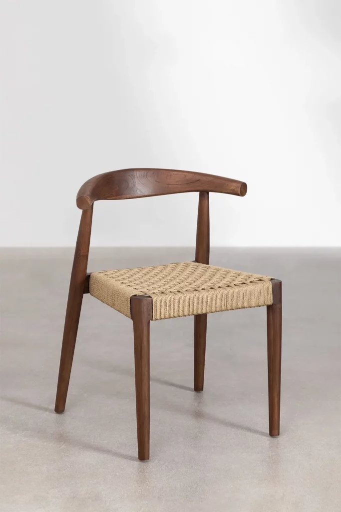 Silla trenzada en madera de teca tienda online Jameos Estudio