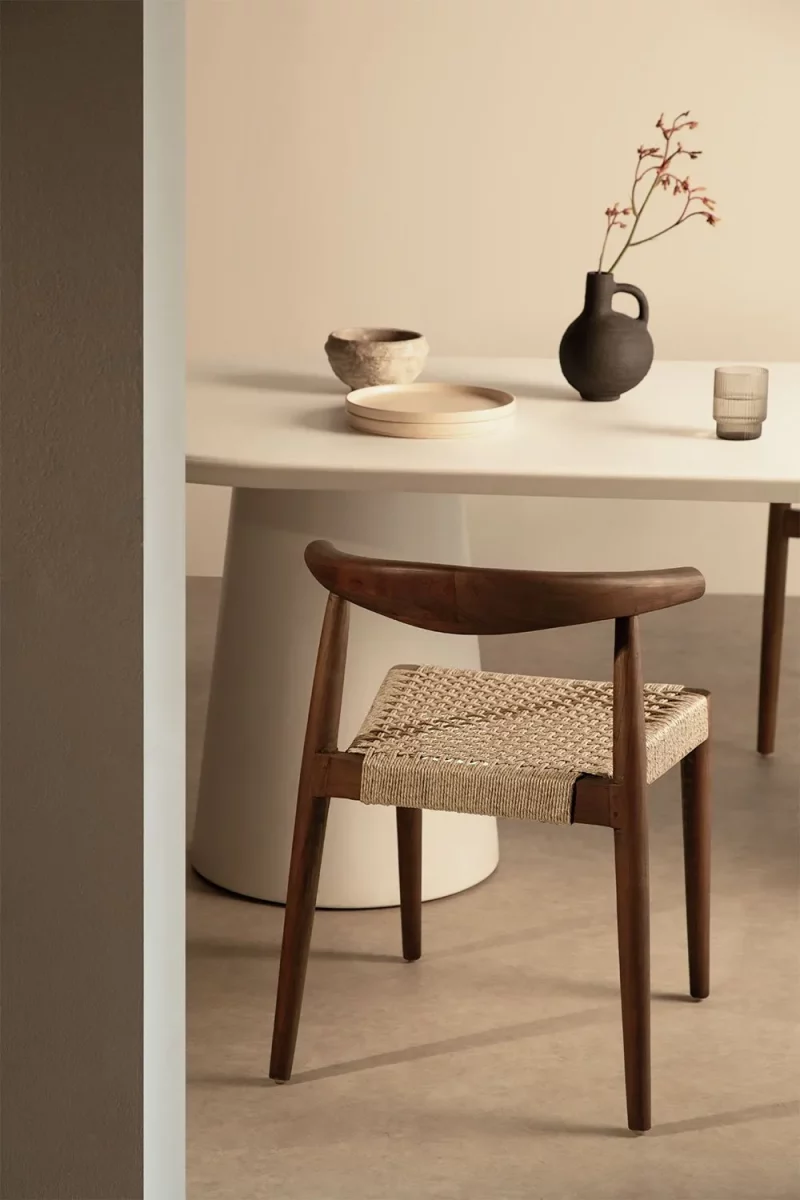 Silla trenzada en madera de teca tienda online Jameos Estudio