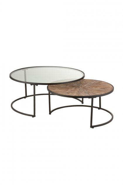 Set de 2 mesas nido redondas en metal negro tienda online Jameos Estudio
