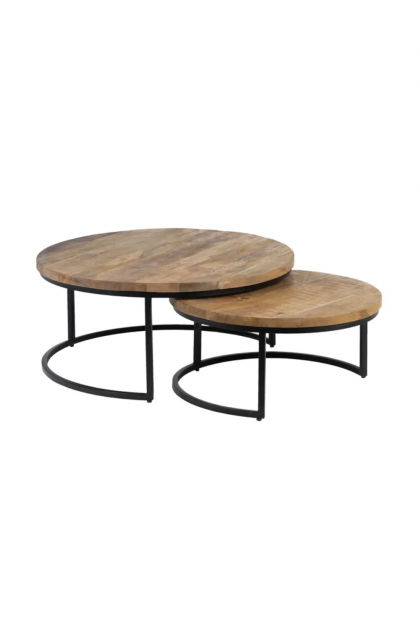 Set de 2 mesas de centro en madera de mango y metal tienda online Jameos Estudio