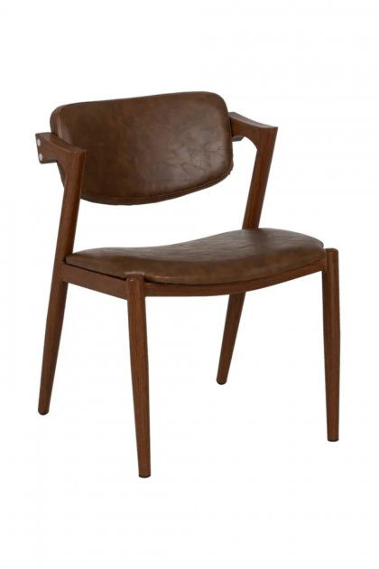 Silla polipiel marrón en madera tienda Jameos Estudio